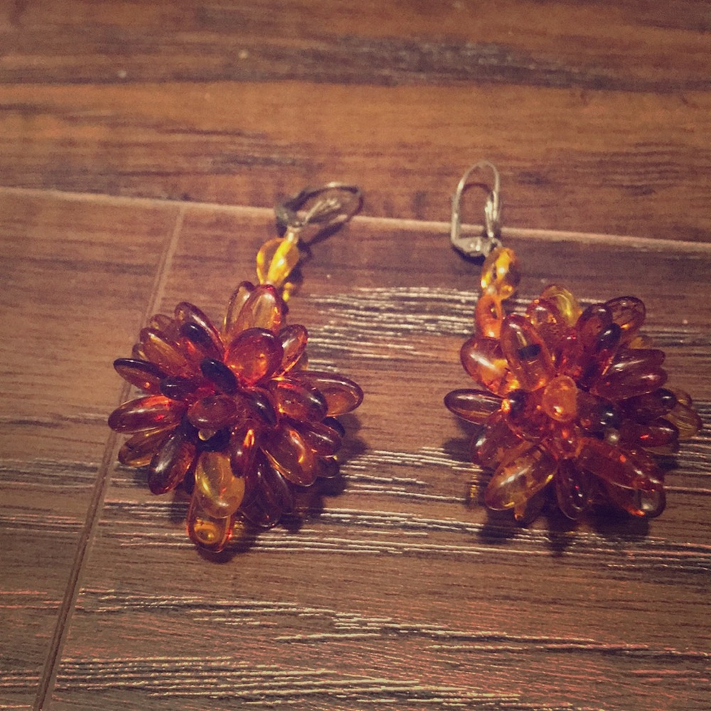 Amber beaded earrings